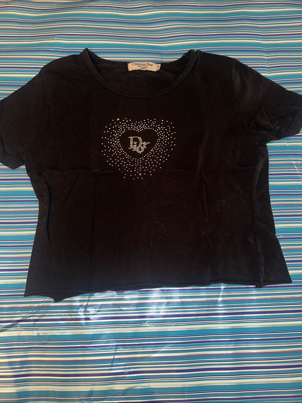 Black Rhinestone Heart Tee